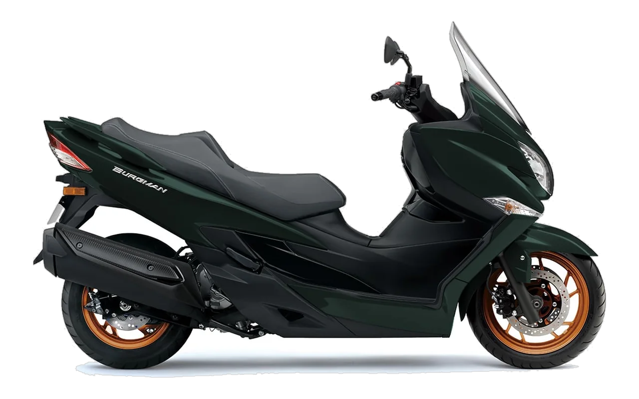Suzuki Burgman 400, coloris Pearl Mat Shadow Green